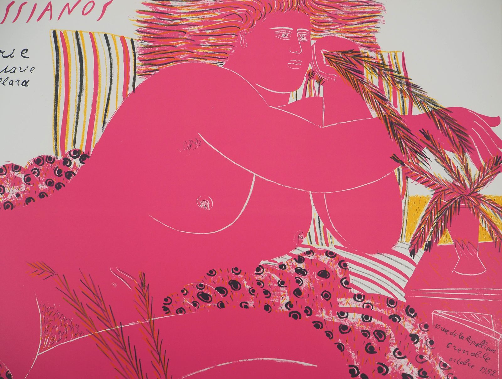Alekos Fassianosgreece : Pink Nude With Wheat Ear   Original Lithograph, 19821982 photo for sale