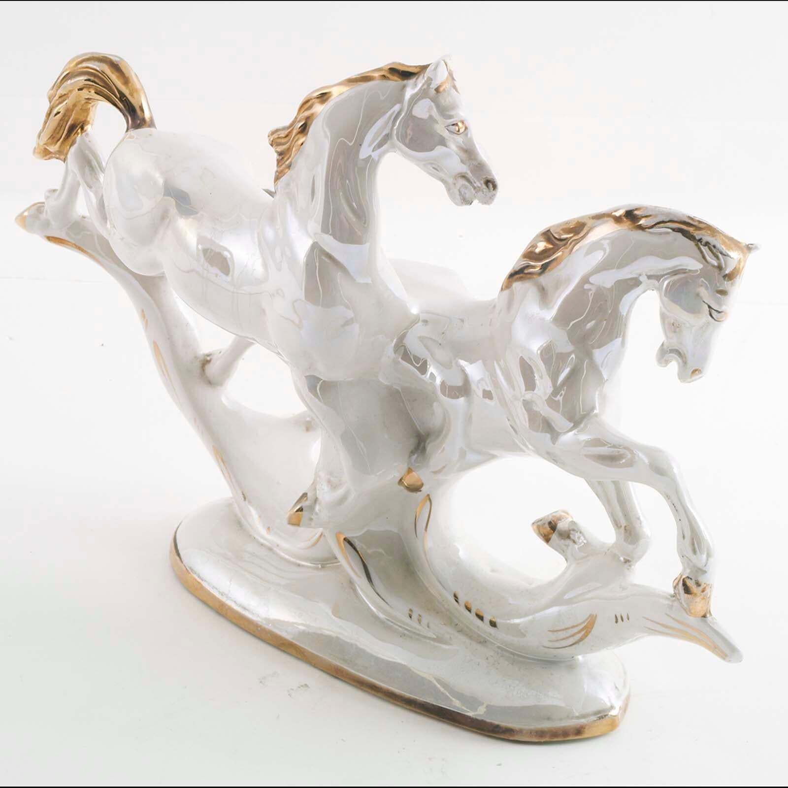 Large Mid Century Modern Figurune, Horses In Porcelain By Aldo Tura , Milan photo furniture