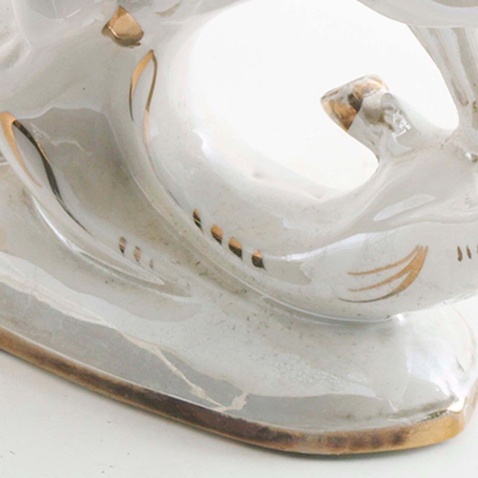 Large Mid Century Modern Figurune, Horses In Porcelain By Aldo Tura , Milan photo Art