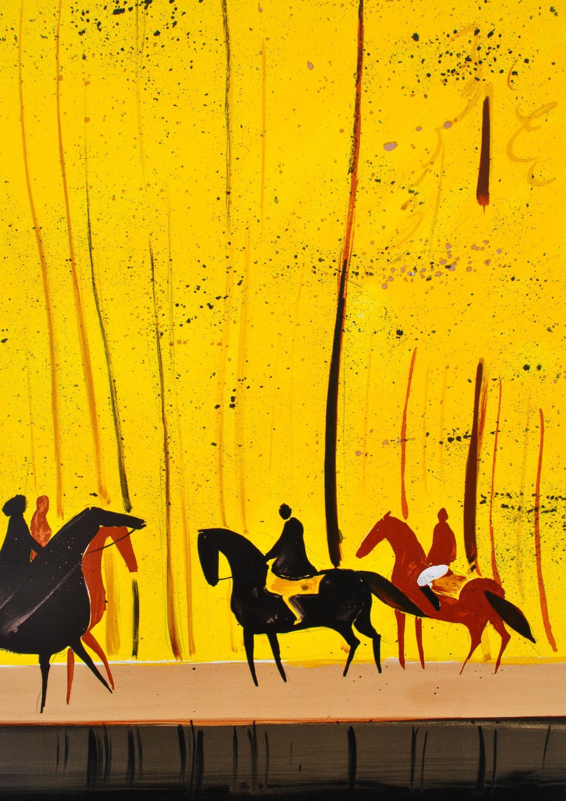 Serge Lassushorses : Riders In Autumn   Original Lithograph, Handsigned & Ltd /6001982 photo vintage