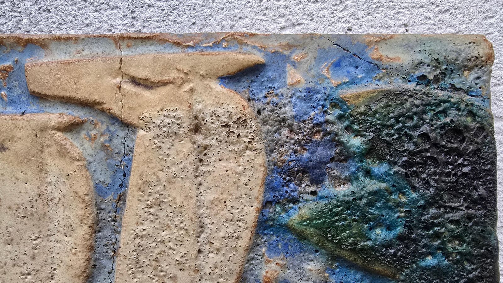 photo furniture Large Mid Century Modern Ceramic Relief Panel With Stylized Horses, France