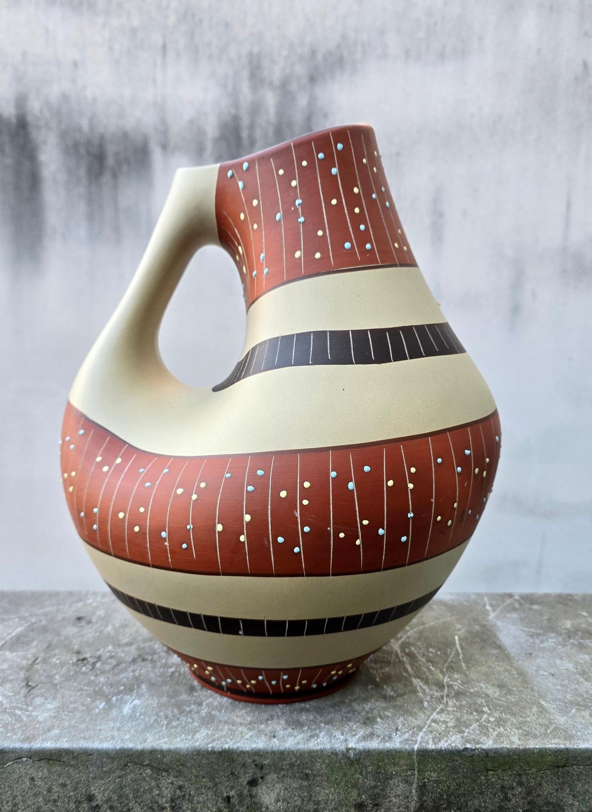 Sculptural Hand Painted Stoneware Vase, Eds Keramik Benshausen, Germany, 1970s photo buy