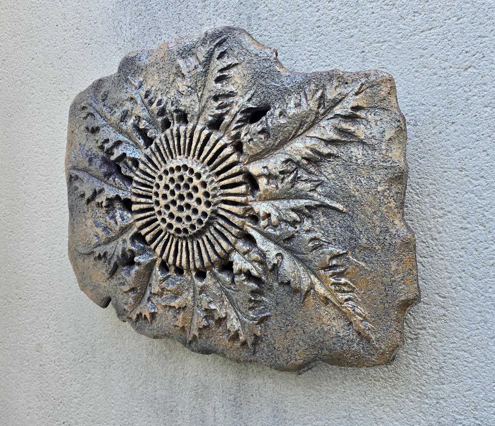 Large French Vallauris Ceramic Sunburst Light Sculpture, Signed Maumus, 1970s photo furniture