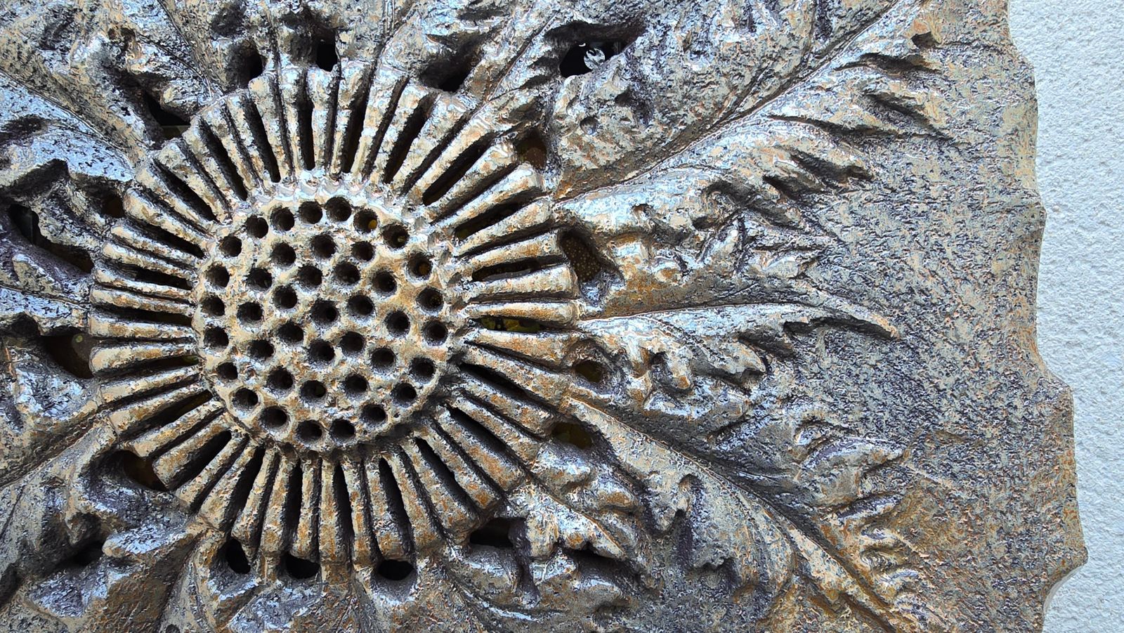 photo furniture Large French Vallauris Ceramic Sunburst Light Sculpture, Signed Maumus, 1970s