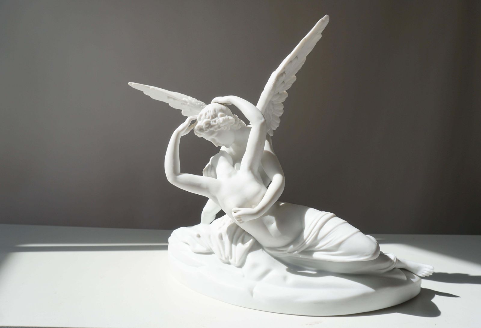 Italian Biscuit Porcelain “Psyche Revived By Cupid’s Kiss”, Circa 1900 photo furniture