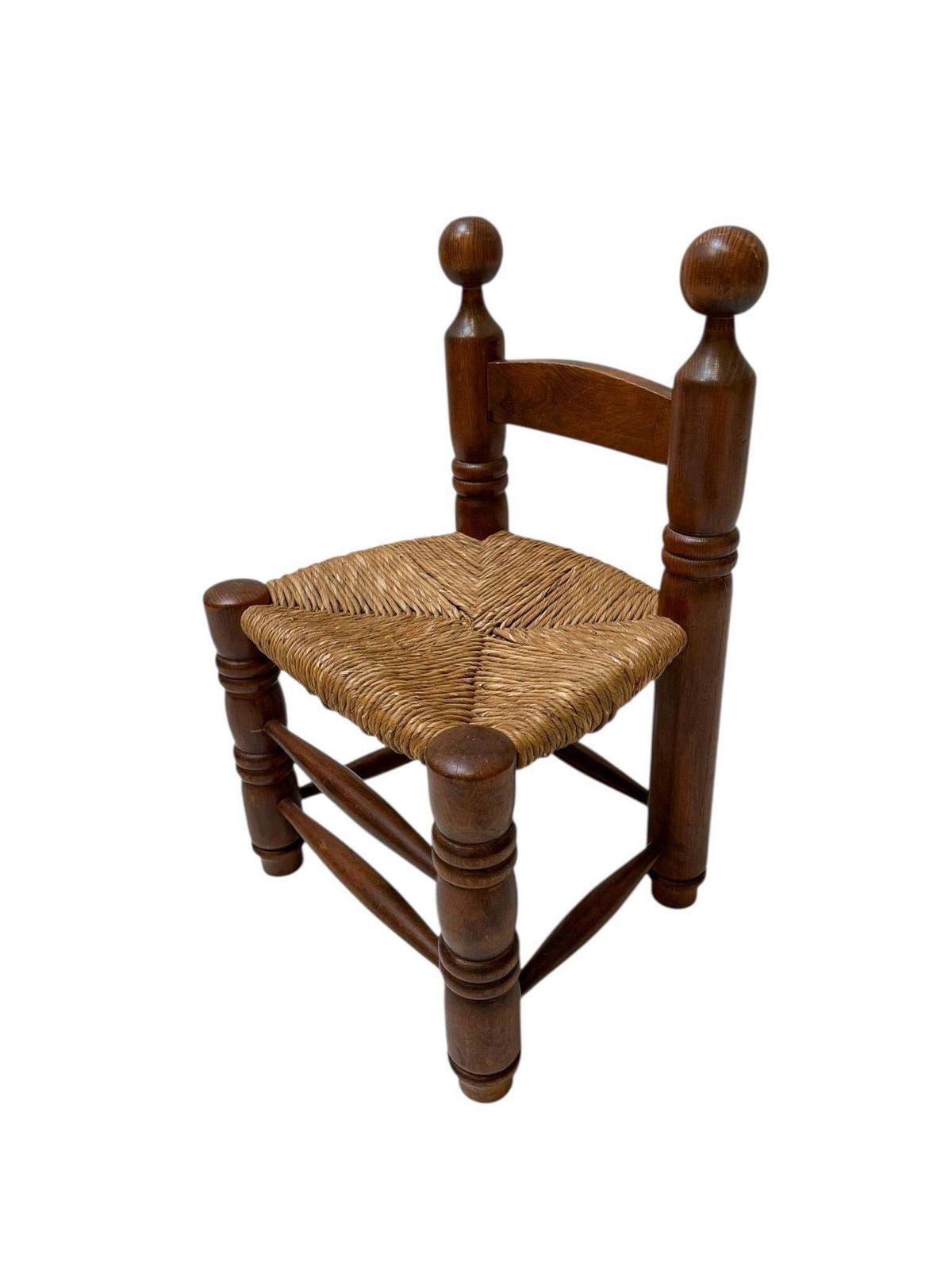 French Rustic Brutalist Low Side Chair In The Style Of Charles Dudouyt, 1940s photo for sale
