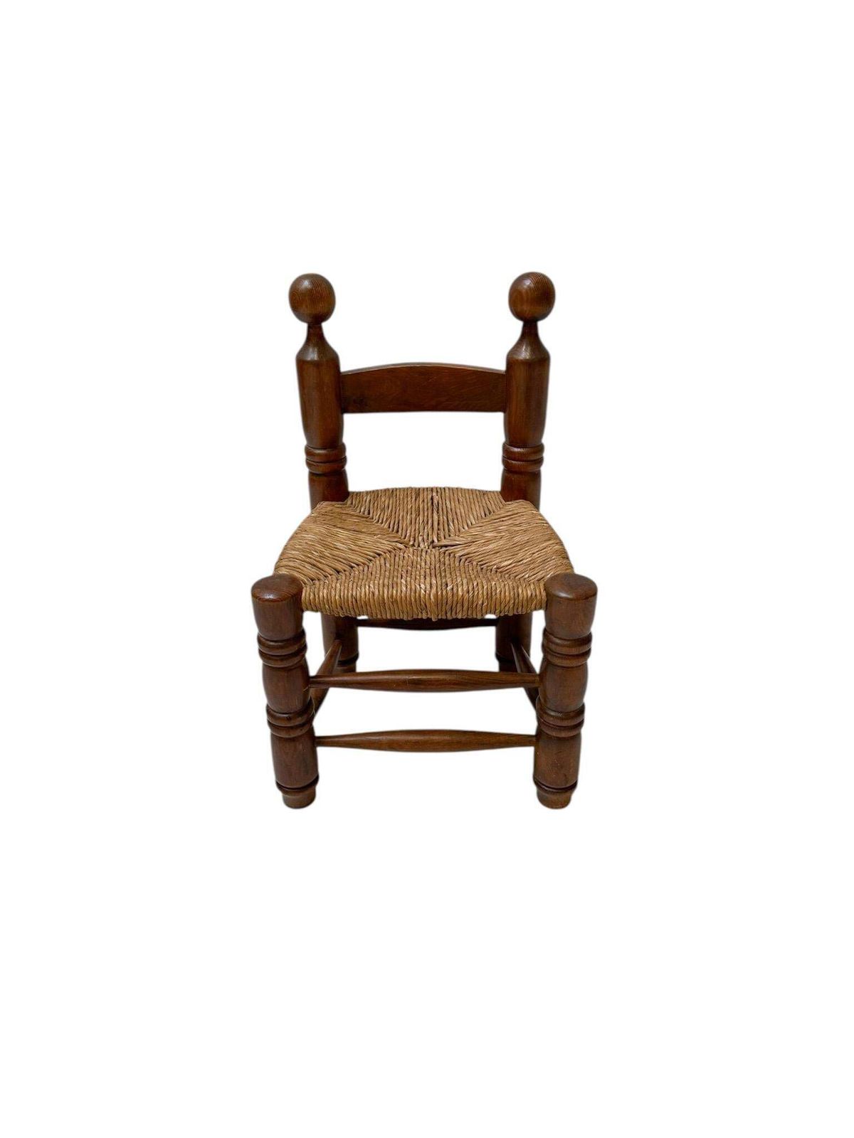 Furniture French Rustic Brutalist Low Side Chair In The Style Of Charles Dudouyt, 1940s photo