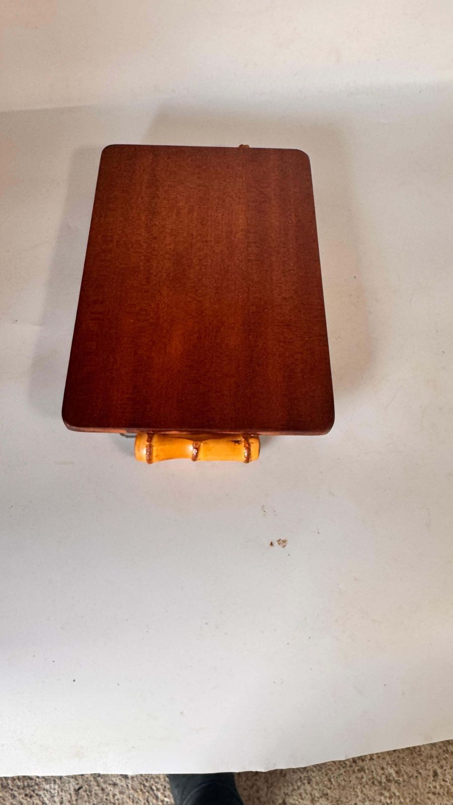 Home Decor 1970s French Wooden Cheese Tray With Glass Plate & Knife Slot photo