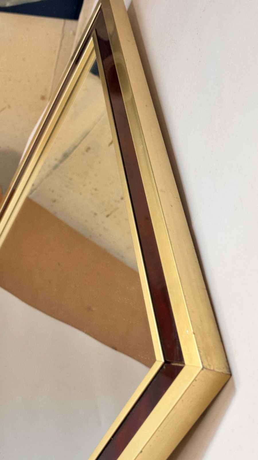1970s French Mirror – High Quality Metal Frame With Bakelite Border, Warm Brown photo vinterior