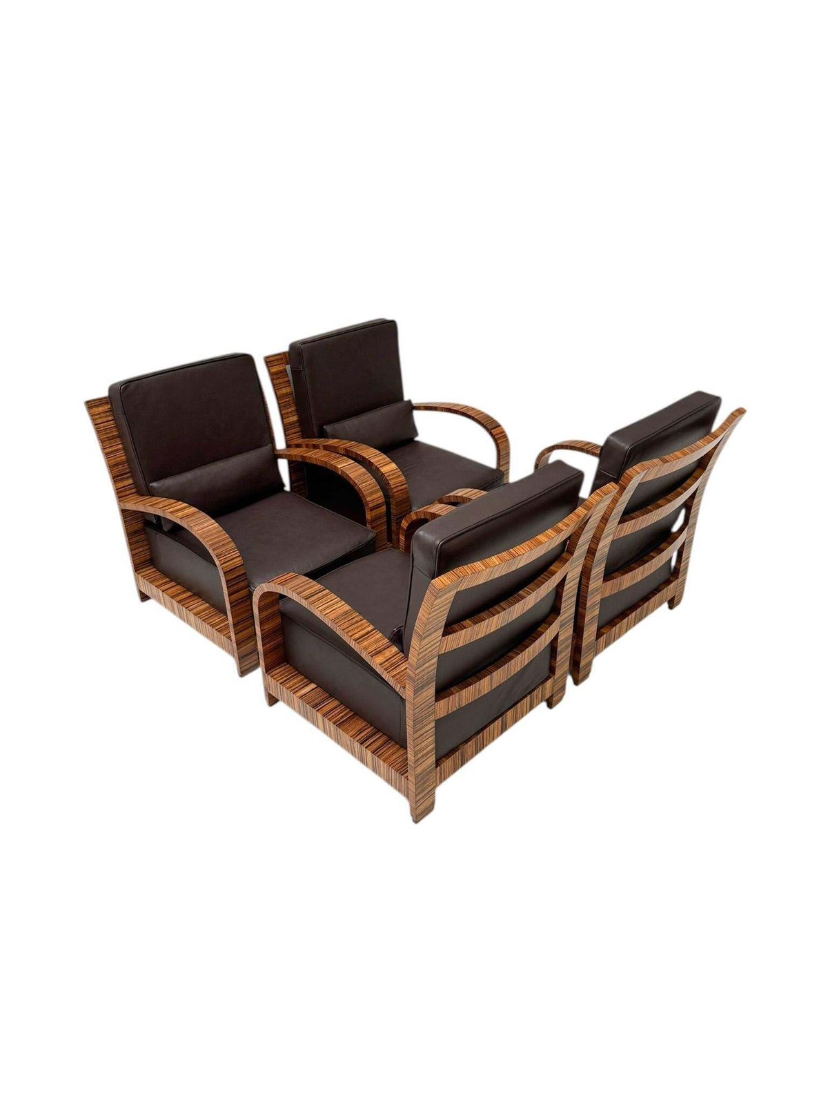 Four Art Deco Lounge Chairs With Leather Cushions France, 1930s photo Furniture