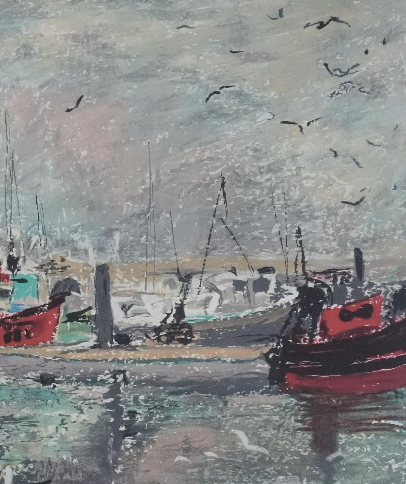 Yvonne Cheffer Delouisin The Port Of Bretagne   Original Lithograph photo vinterior