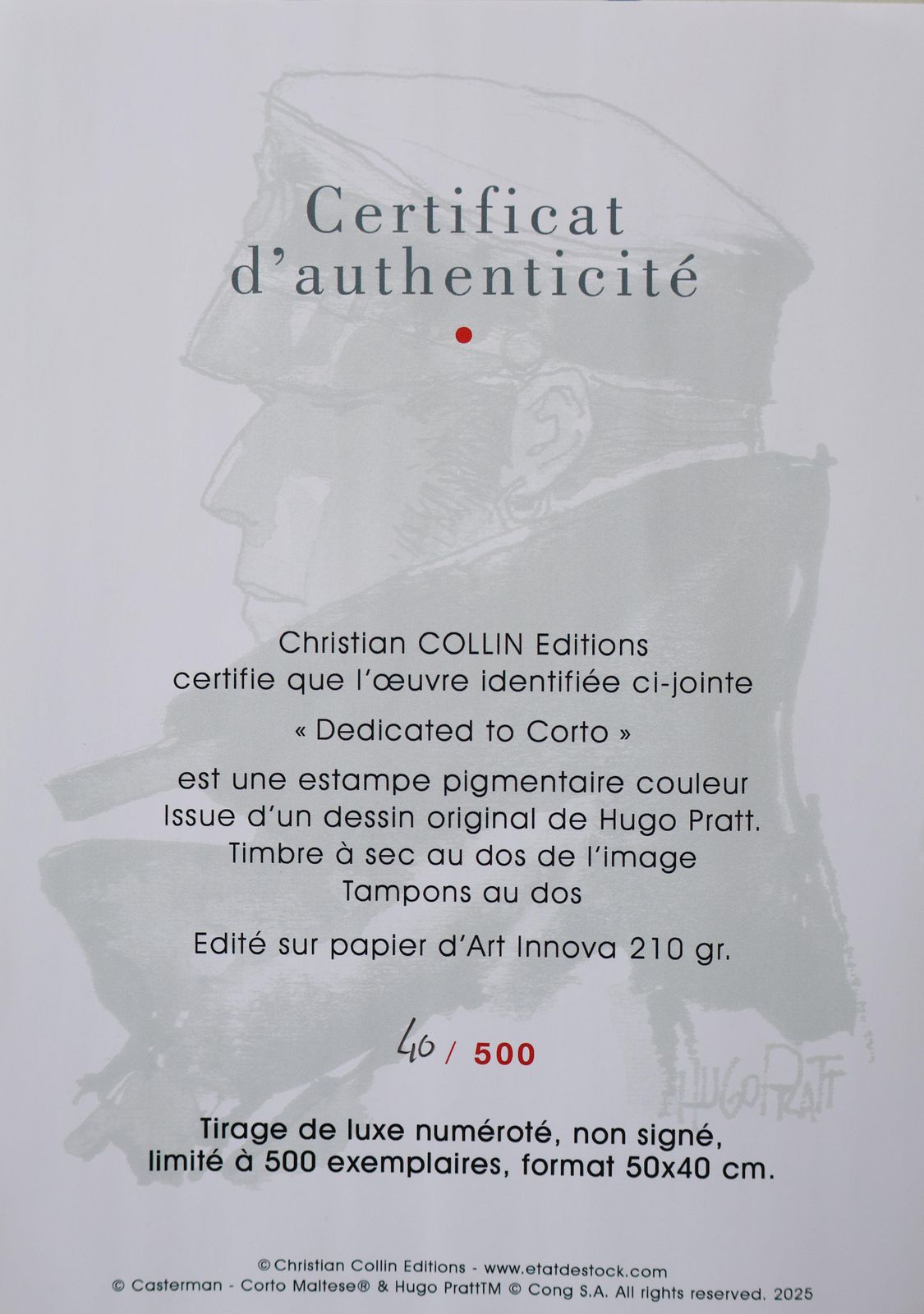 photo furniture Hugo Prattcorto Maltese : Portrait   Original Screenprint Ltd /5002025