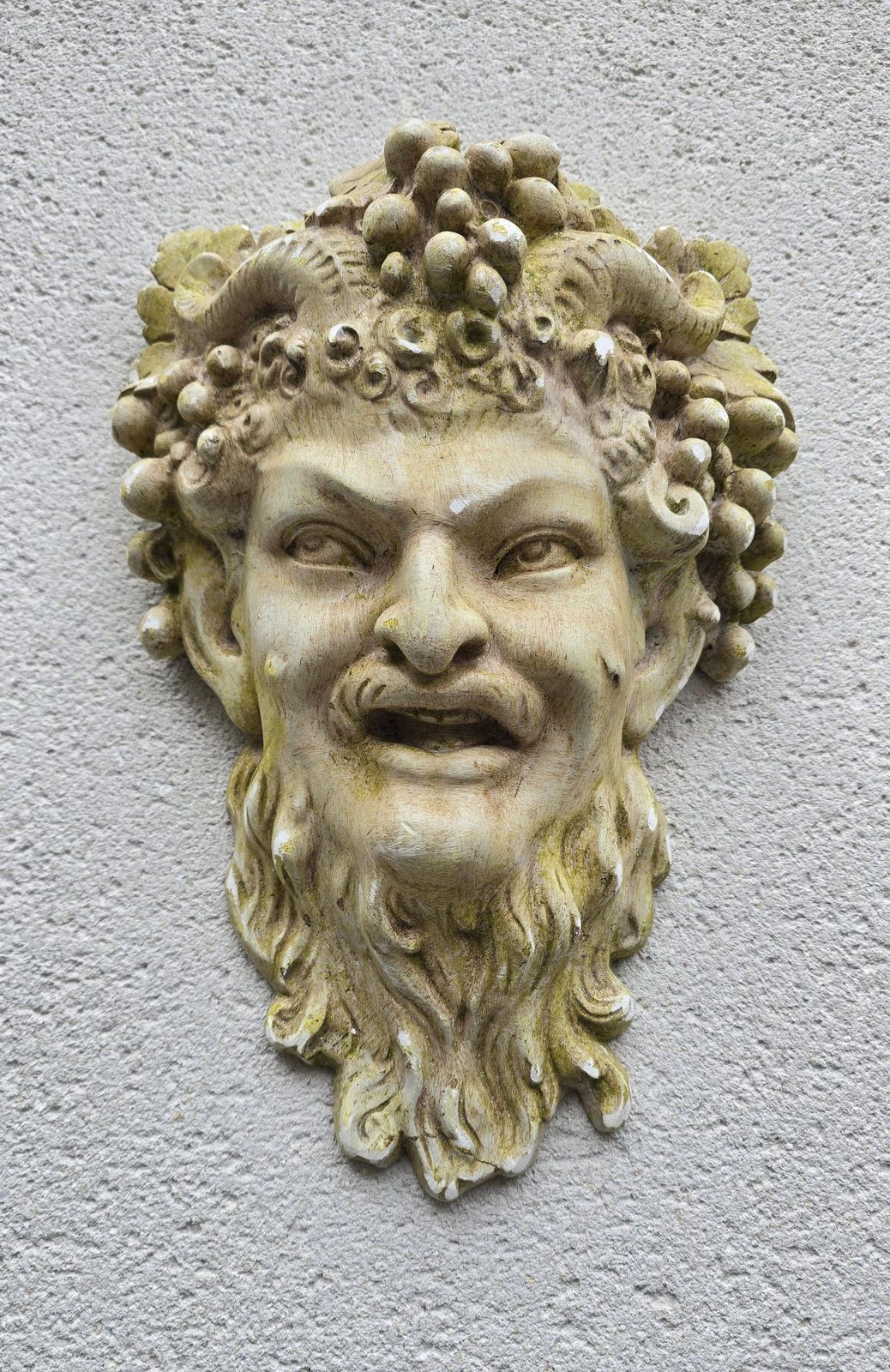 Early 20th Century French Bacchus Wall Mask In Plaster, Circa 1900–1930 photo furniture