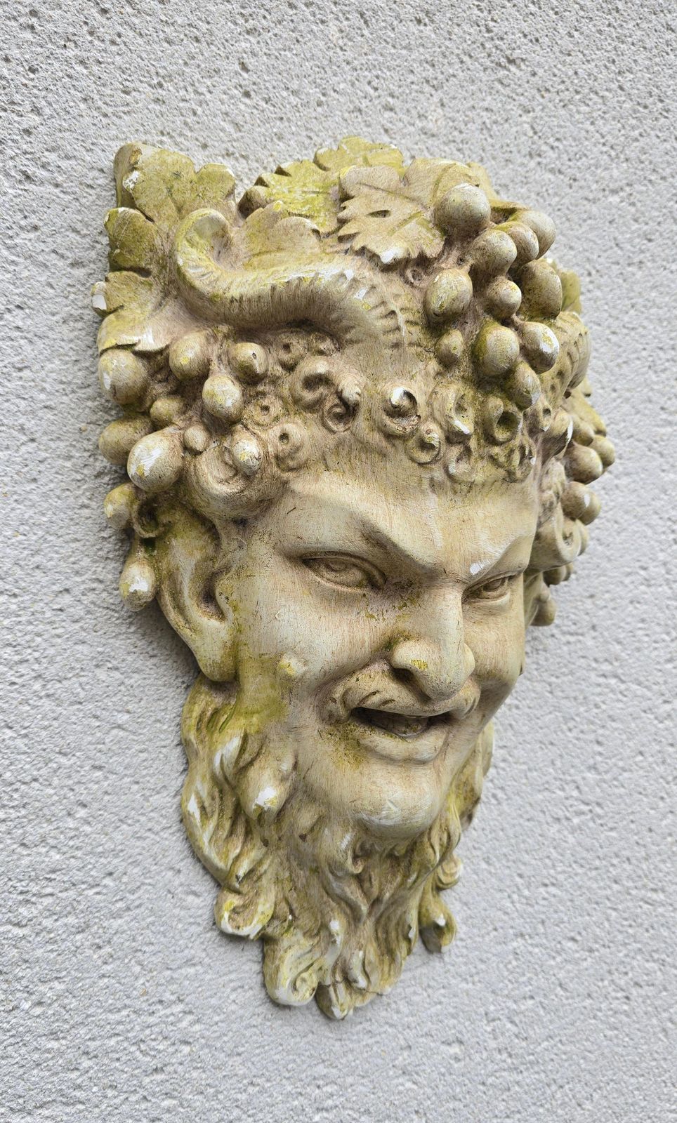 Early 20th Century French Bacchus Wall Mask In Plaster, Circa 1900–1930 photo Art