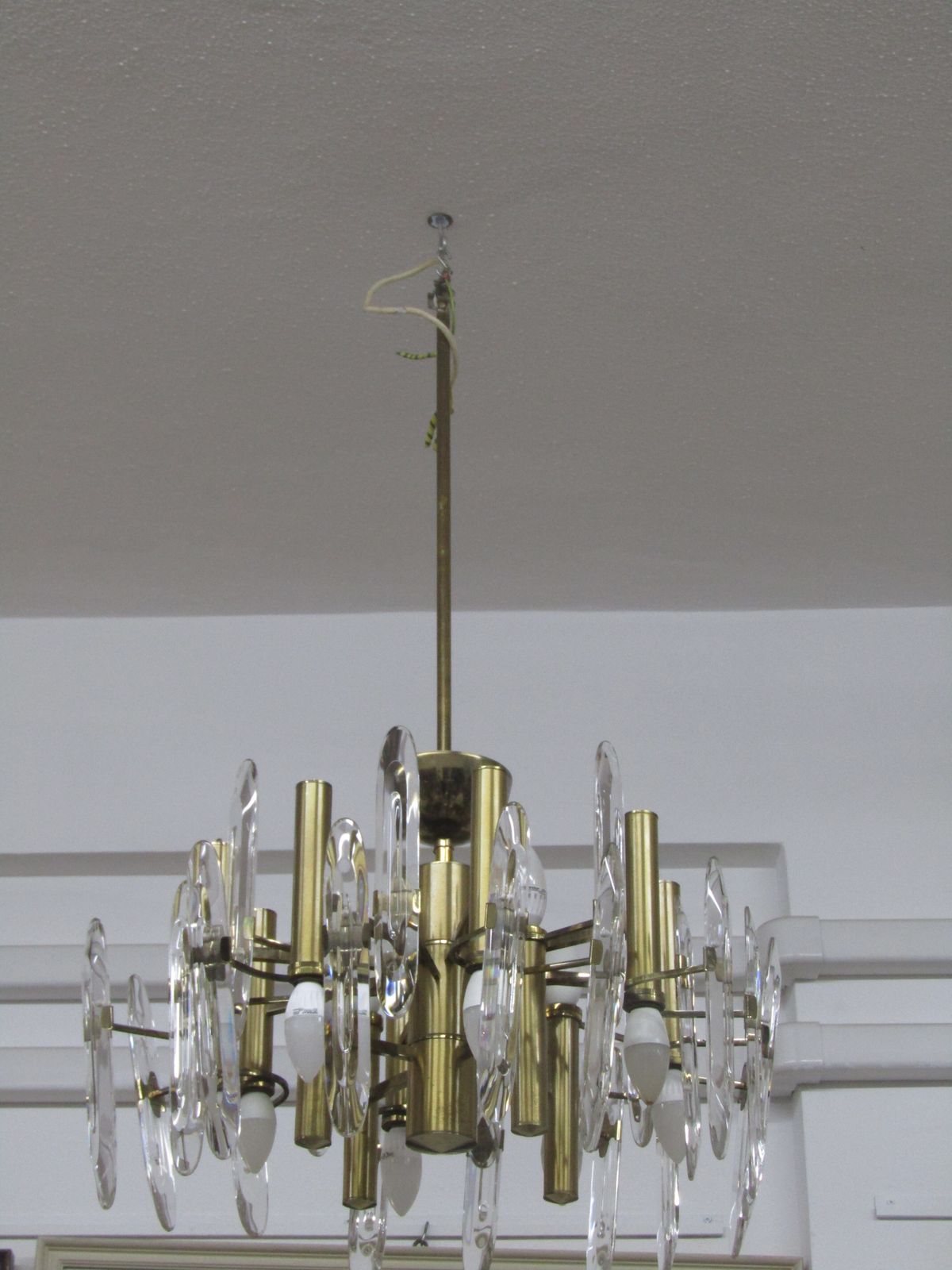 Chandelier Brass And Cristal Of Gaetano Sciolari photo 1500.0