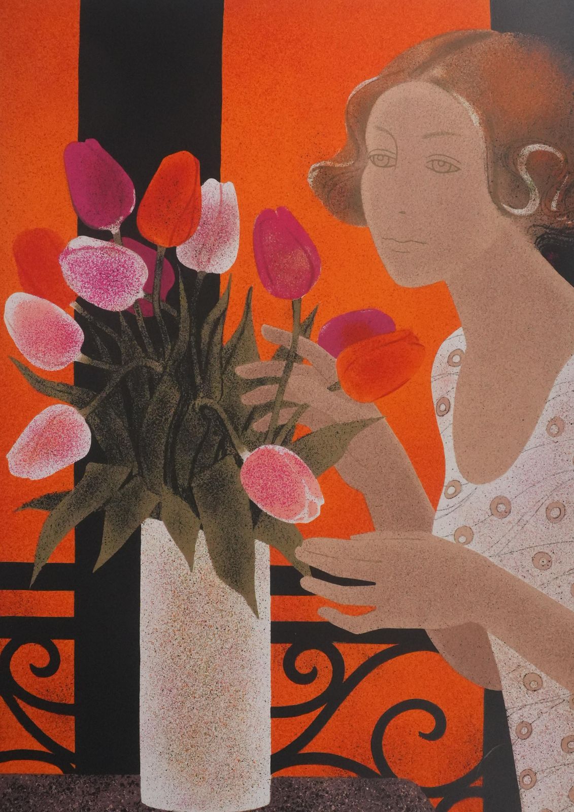 Yves Gannethe Bouquet Of Tulips   Original Lithograph Signed photo for sale