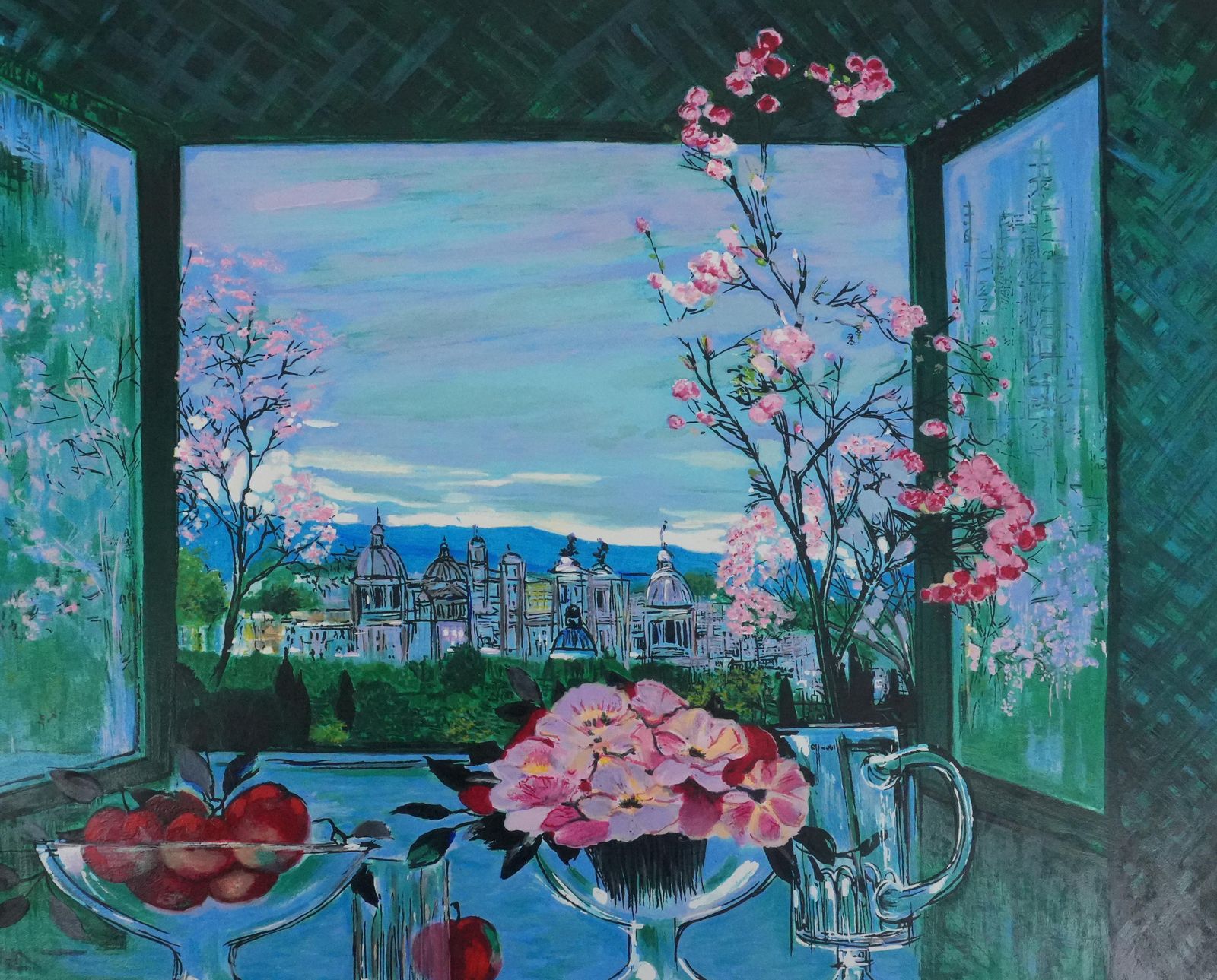 Michel Henrystill Life Overlooking The City   Original Handsigned Screenprint photo Art