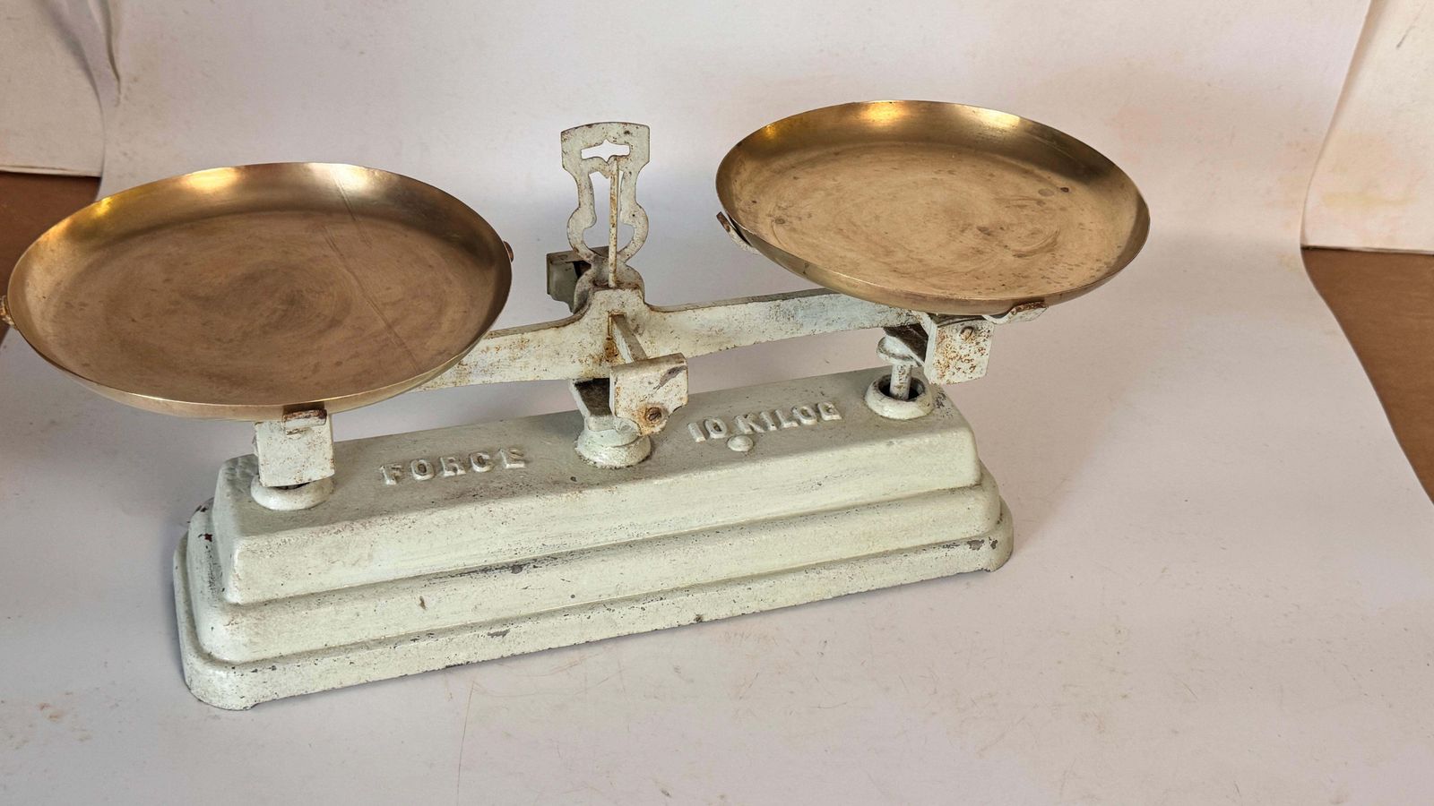 Antiques French Scale France 20th Wrought Iron And Brass Green And Gold Colors photo Home Decor