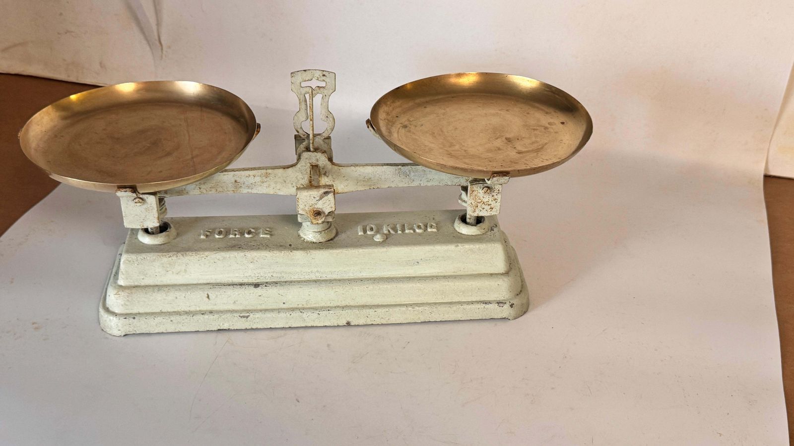 Antiques French Scale France 20th Wrought Iron And Brass Green And Gold Colors photo 478.0