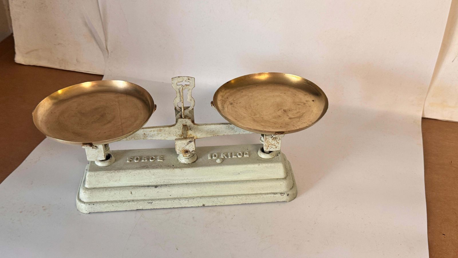 Antiques French Scale France 20th Wrought Iron And Brass Green And Gold Colors photo buy