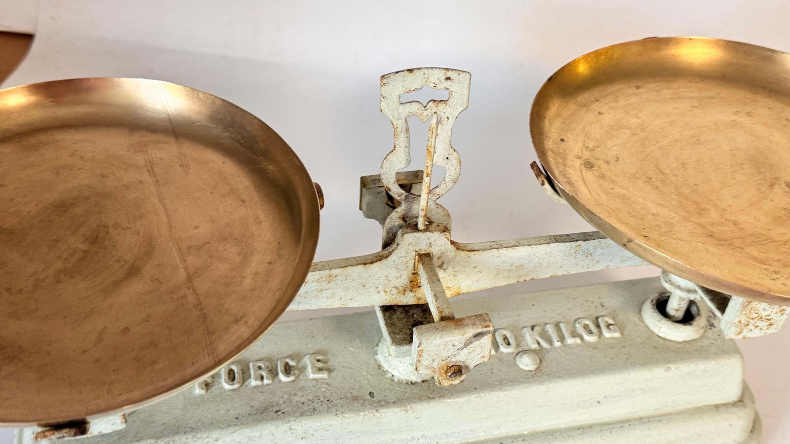 Antiques French Scale France 20th Wrought Iron And Brass Green And Gold Colors photo vintage