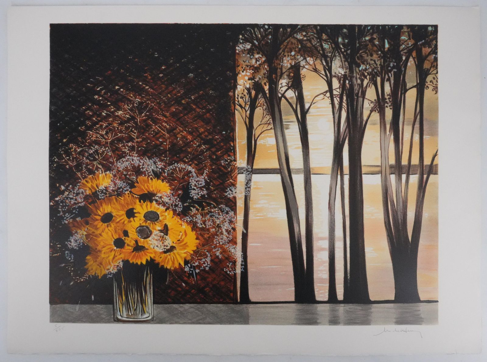 Michel Henrybouquet Of Yellow Flowers   Original Handsigned Lithograph