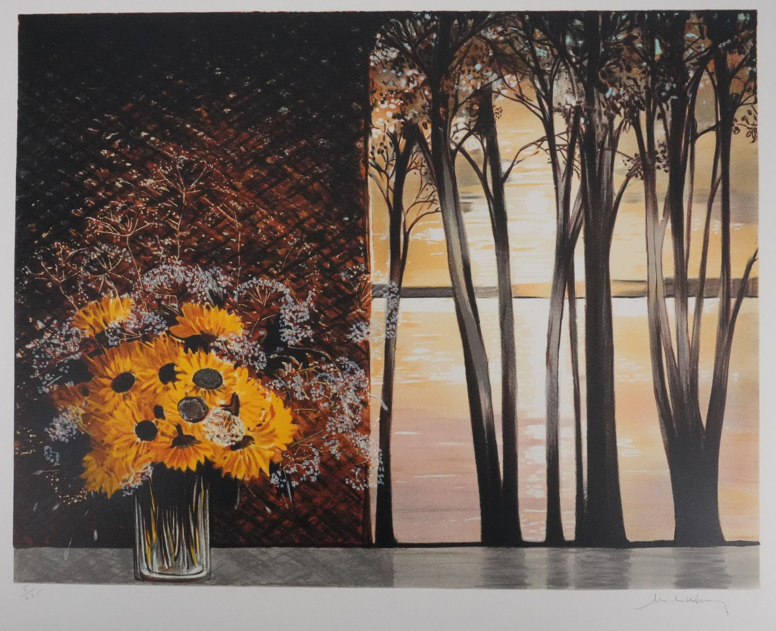Michel Henrybouquet Of Yellow Flowers   Original Handsigned Lithograph photo for sale