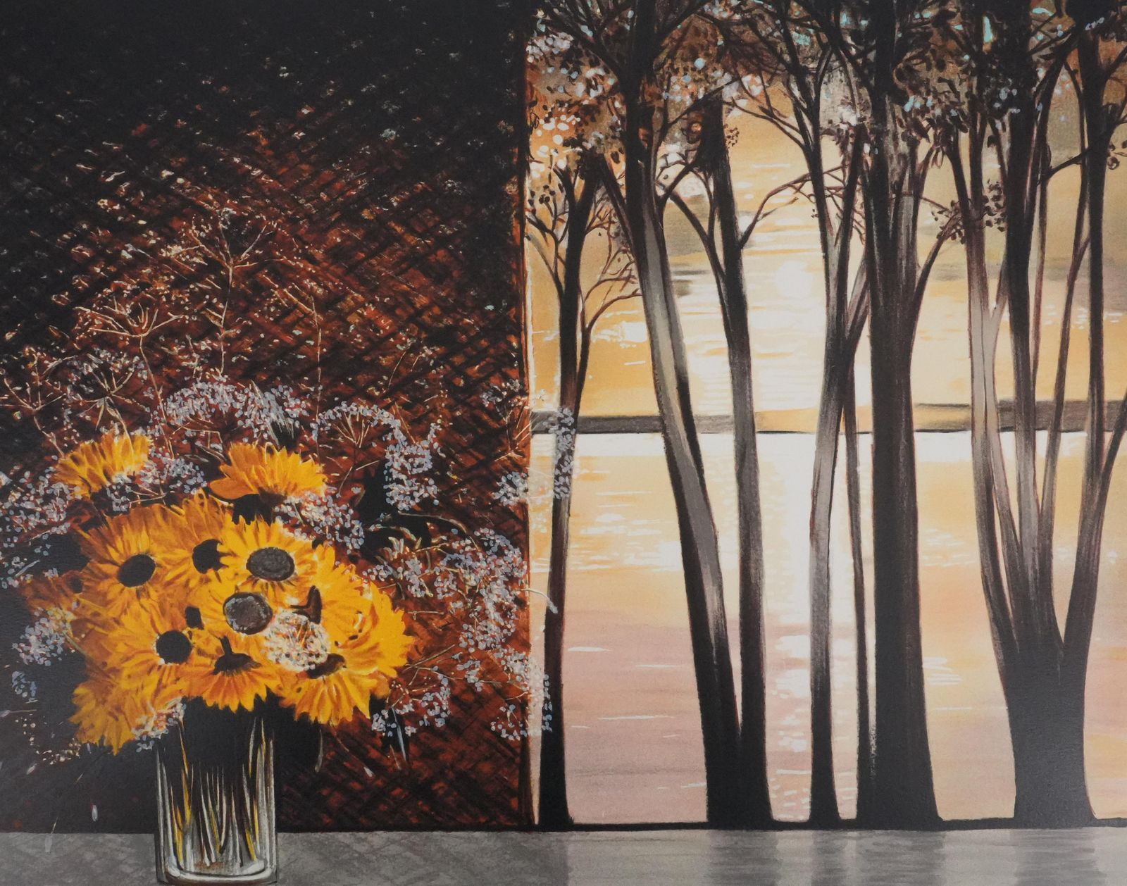 Michel Henrybouquet Of Yellow Flowers   Original Handsigned Lithograph photo Art