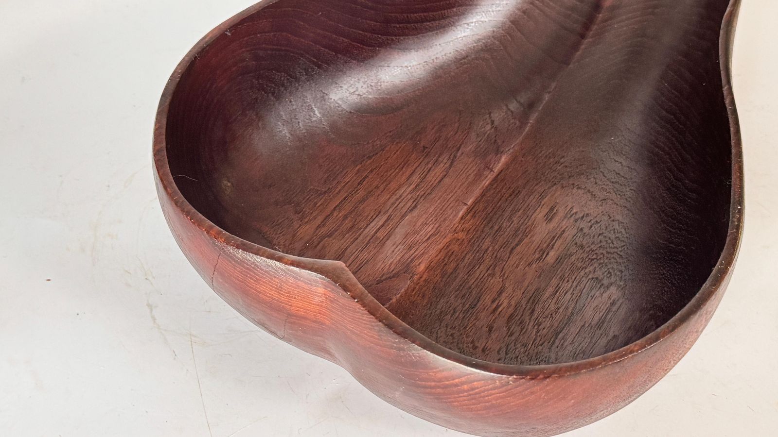 1970s French Wooden Pear Shaped Fruit Basket – Dark Patina Decorative Bowl photo Home Decor