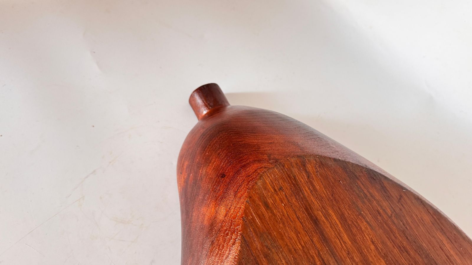Home Decor 1970s French Wooden Pear Shaped Fruit Basket – Dark Patina Decorative Bowl photo