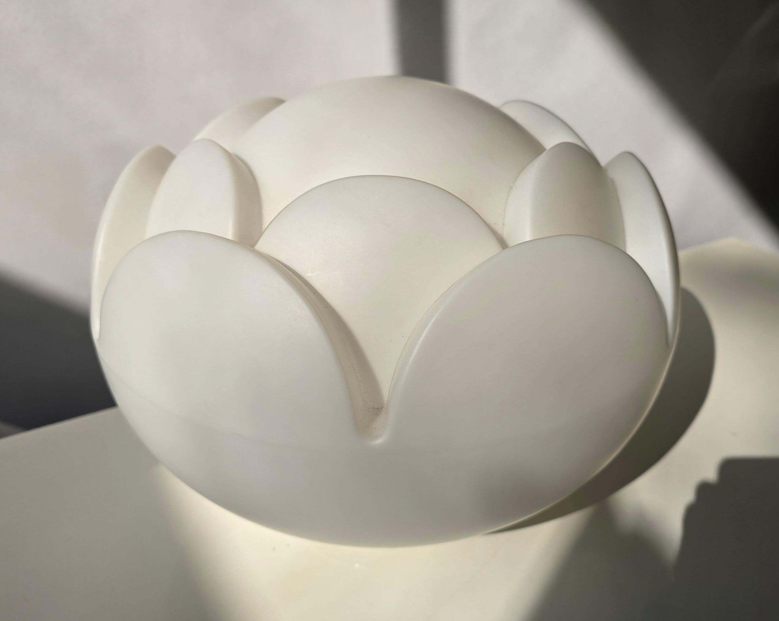 Peill + Putzler "Artichoke" White Opaline Glass Table Lamp, Germany, 1970s photo vinterior
