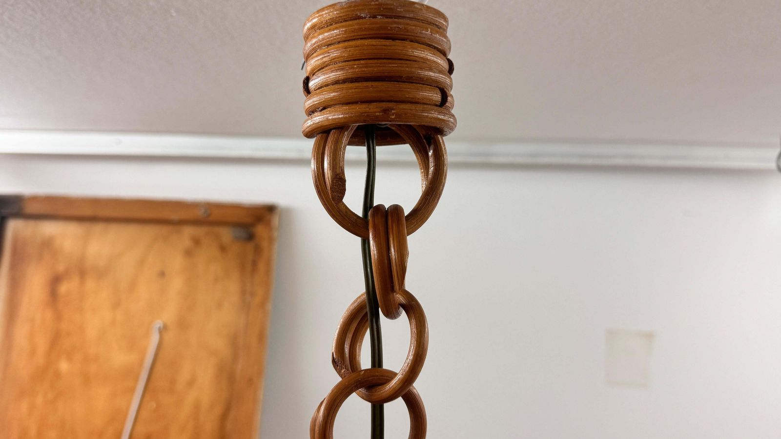 1960s French Wicker & Paper Pendant Light – Sculptural Southern Design photo vintage