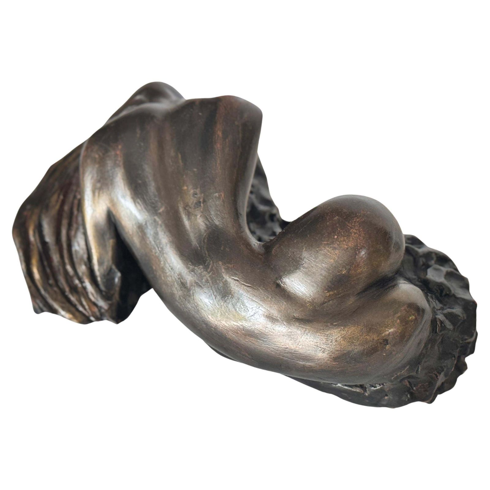 Reclining Female Sculpture – Black Patina – Raw Clay – 1970s photo for sale