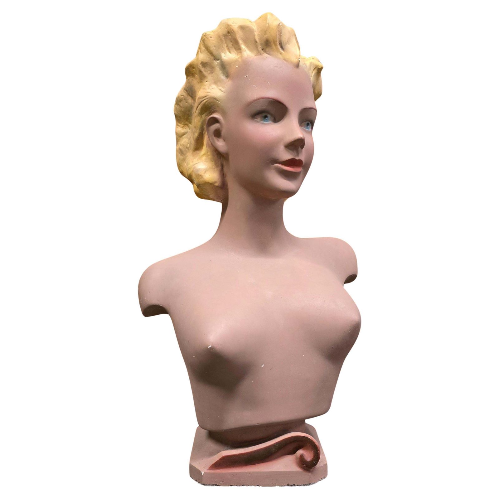 Large 1950s Novita Plaster Bust – Art Deco / Hollywood Regency Mannequin Display