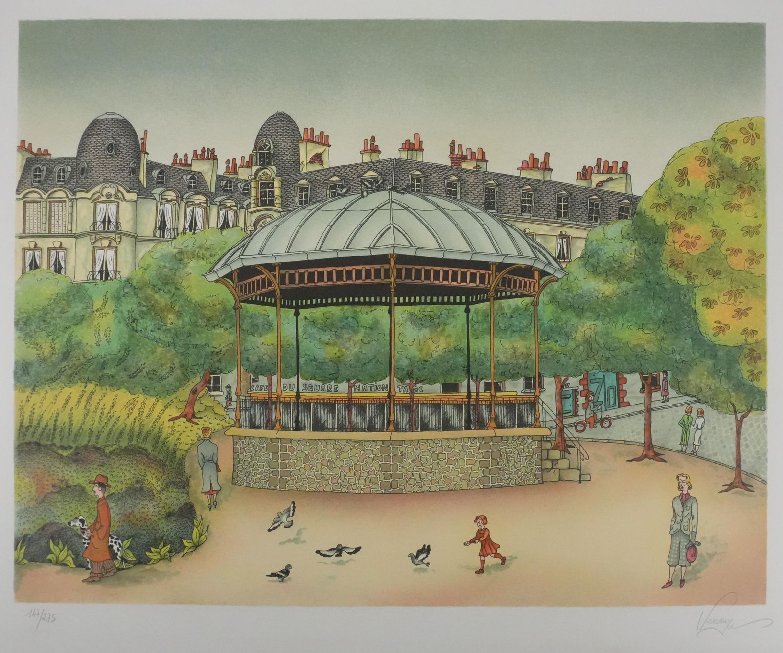 Bernard Vercruycethe Parisian Kiosk   Original Handsigned Lithograph photo for sale