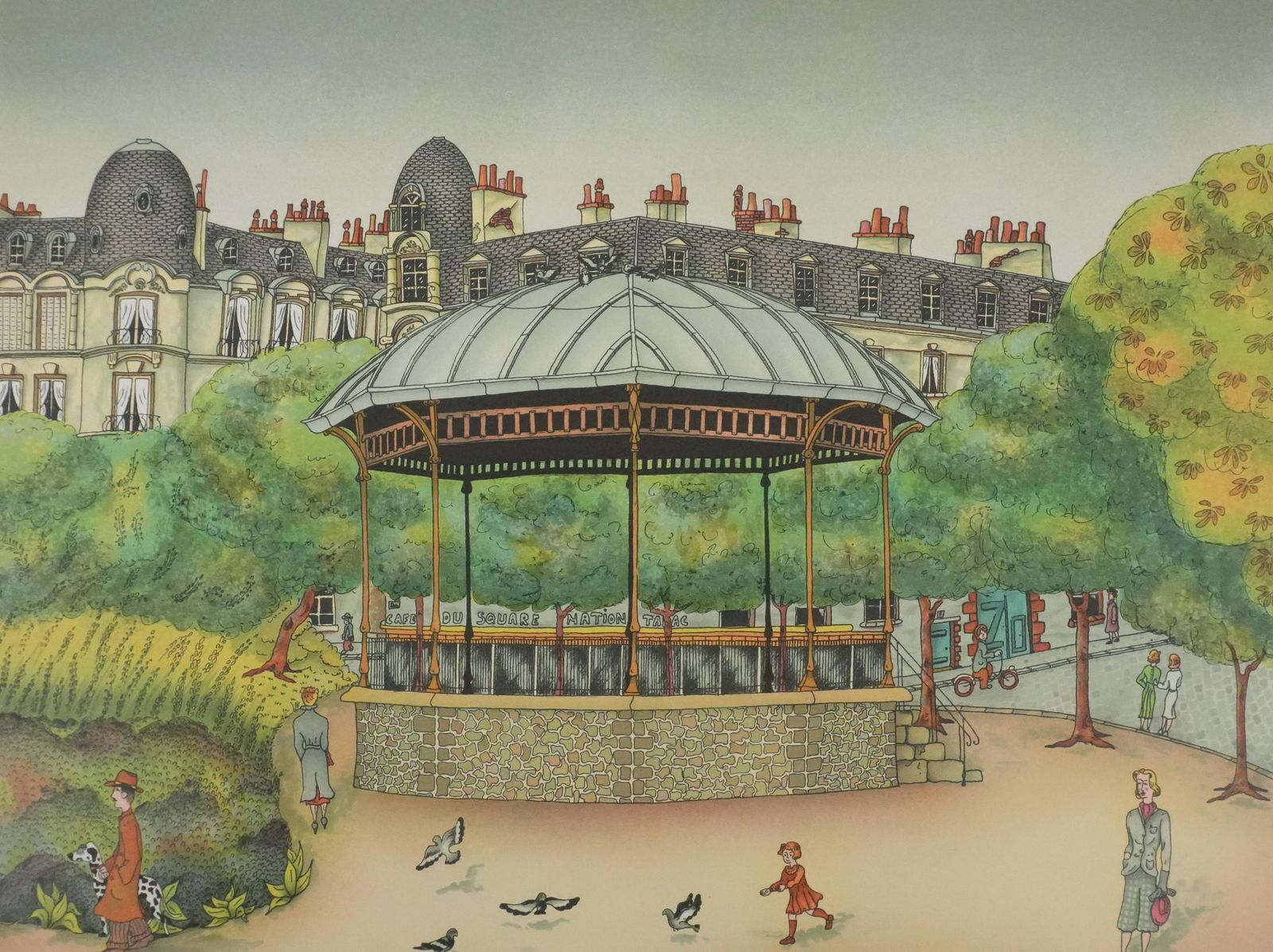 Bernard Vercruycethe Parisian Kiosk   Original Handsigned Lithograph photo Art