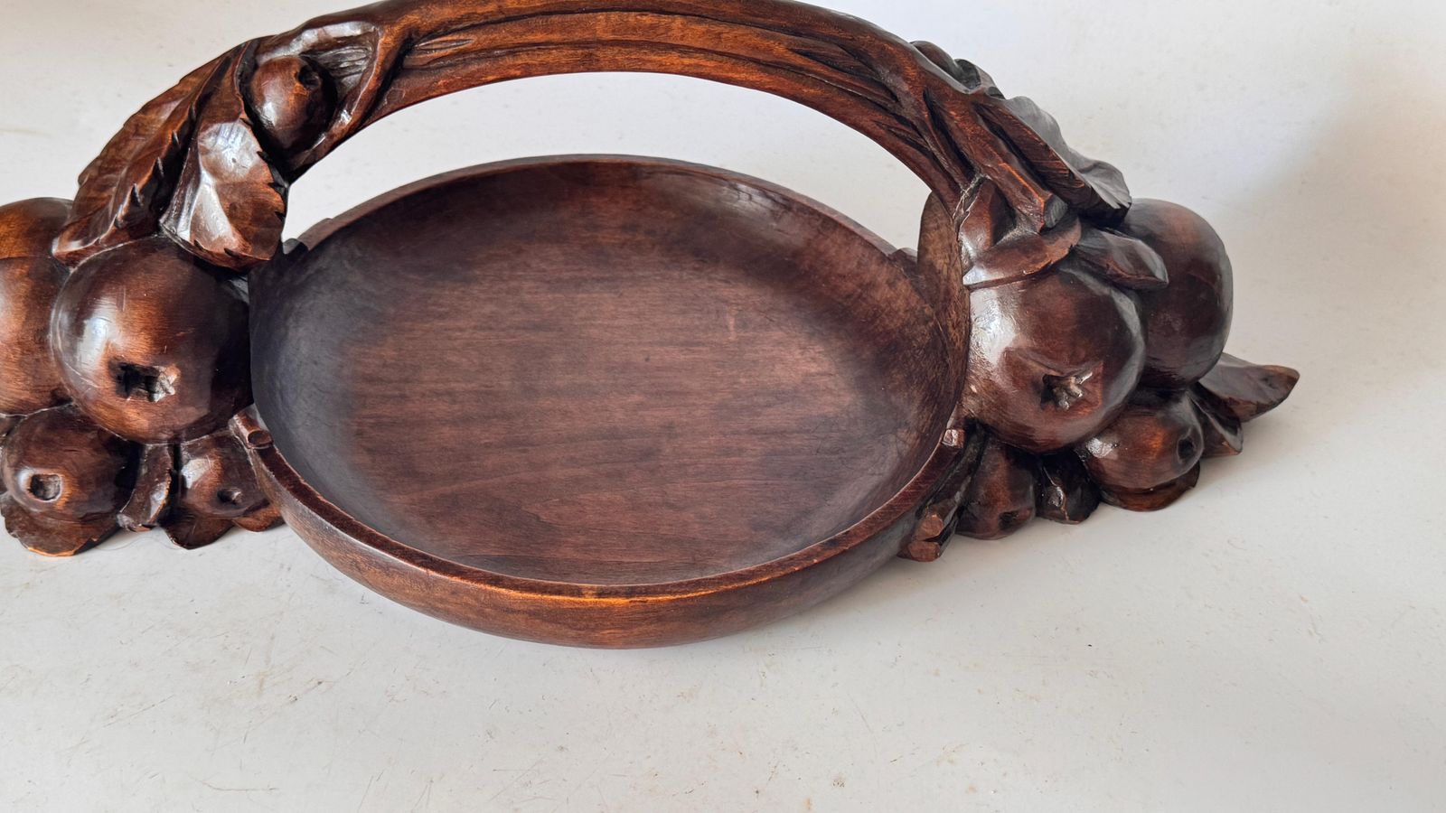 photo furniture Art Deco Fruit Basket – Hand Carved Wooden Bowl, France, 1930s