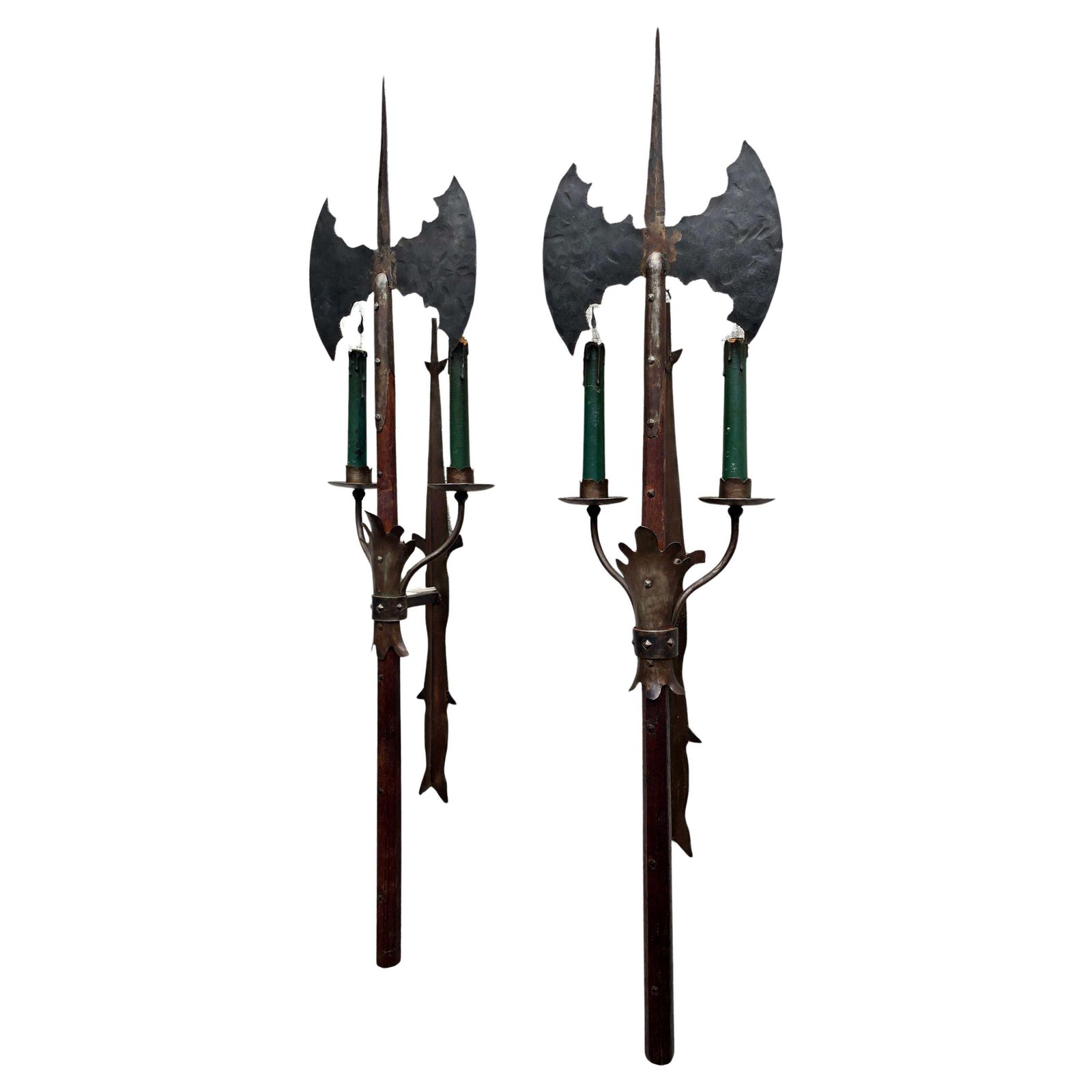 Pair Of French Gothic Revival Wrought Iron Wall Sconces, Circa 1950