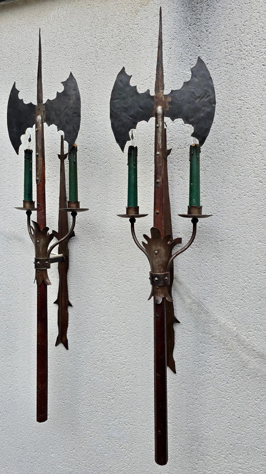 Pair Of French Gothic Revival Wrought Iron Wall Sconces, Circa 1950 photo Lighting