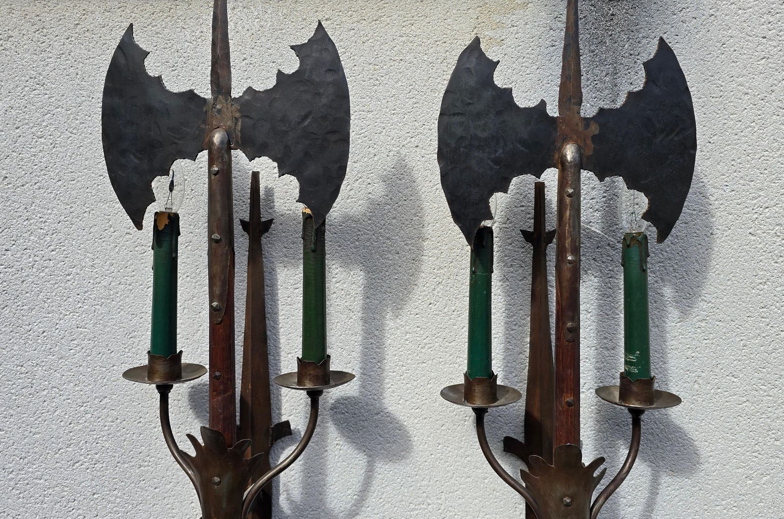 Pair Of French Gothic Revival Wrought Iron Wall Sconces, Circa 1950 photo 4290.0