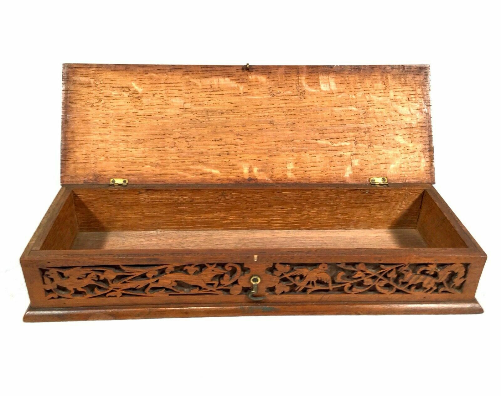 Antique Victorian Fretwork Storage Box / Carved Wooden / 19th Century photo buy