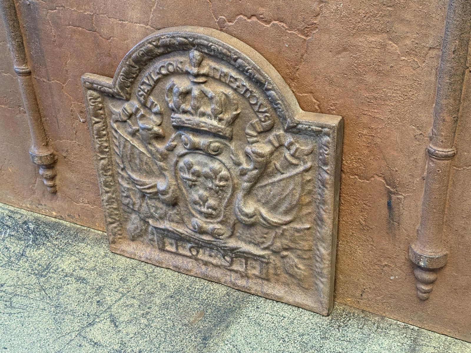 Louis XIV Style 'Seul Contre Tous' Fireback / Backsplash, 20th Century photo furniture