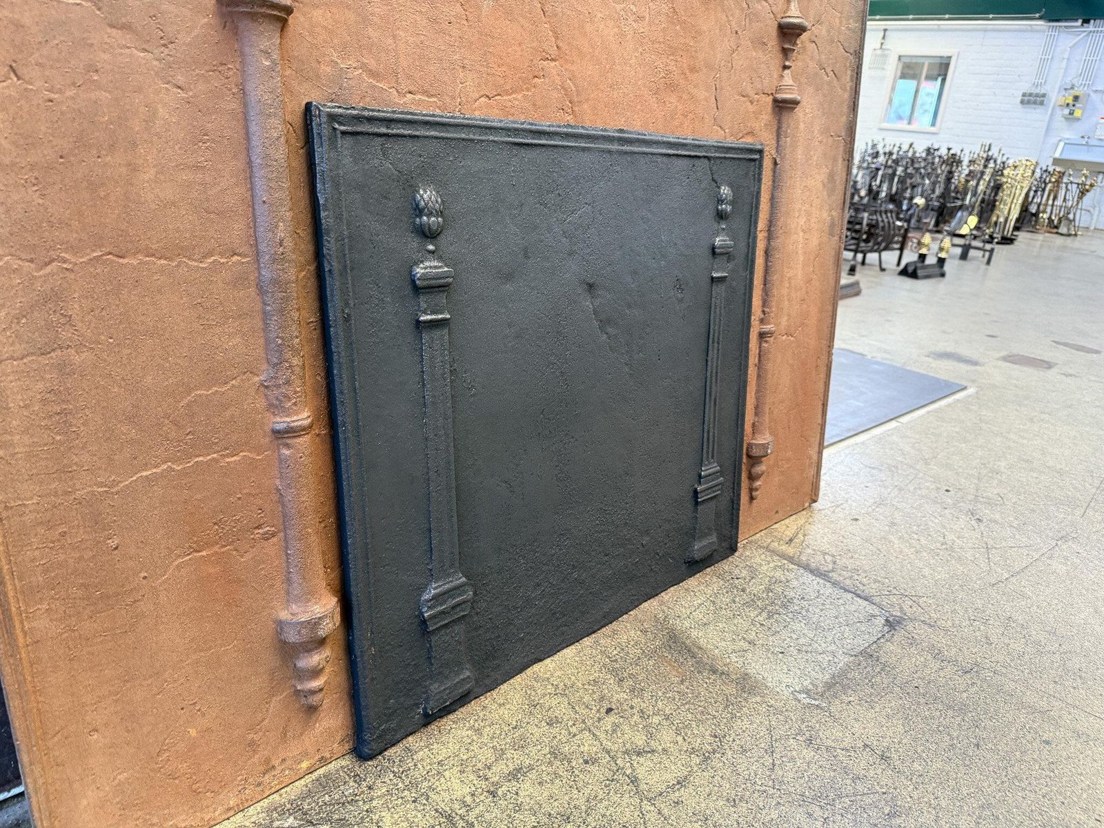 Home Fixtures Antique French 'Pillars Of Freedom' Fireback / Backsplash, Early 19th C. photo