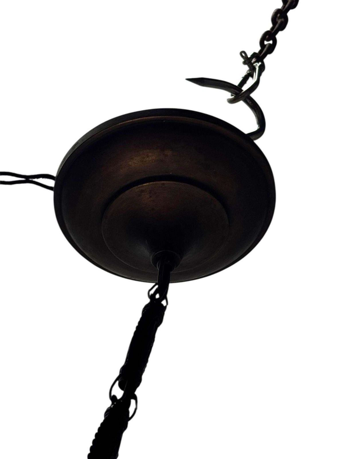 photo furniture Art Nouveau Pendant Light With Original Hand Painted Glass Shade, 1900s
