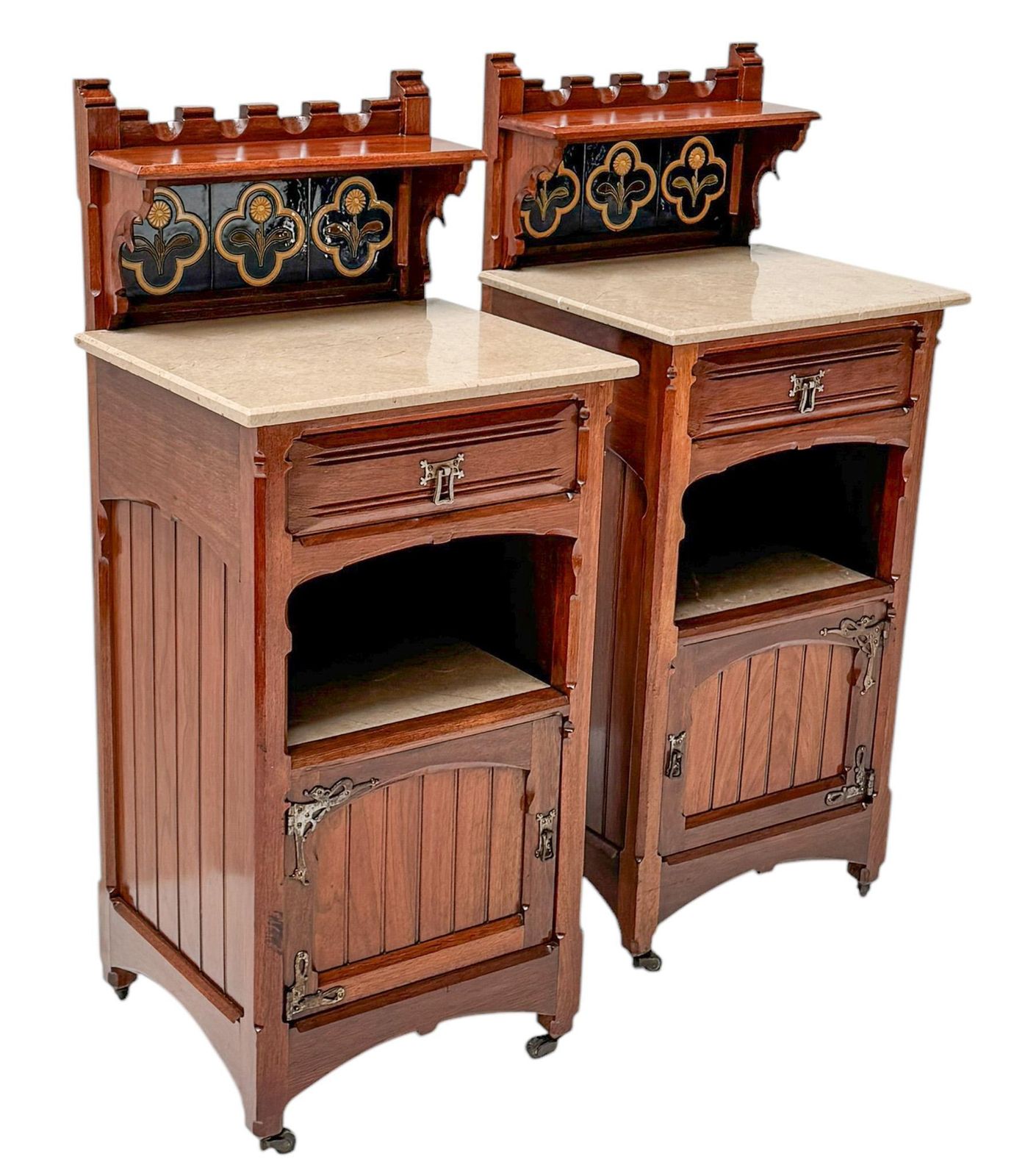 Two Arts & Crafts Nightstands By Gustave Serrurier Bovy, 1900s photo 2875.0