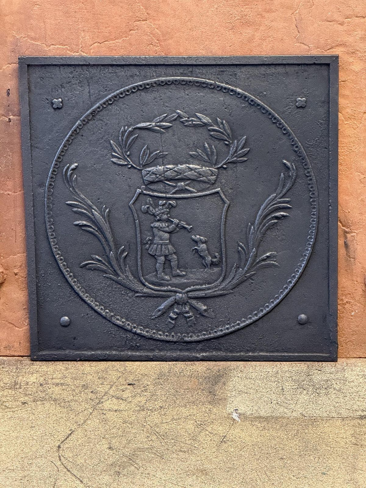 19th Century French 'Piper With Dancing Dog' Fireback / Backsplash photo for sale