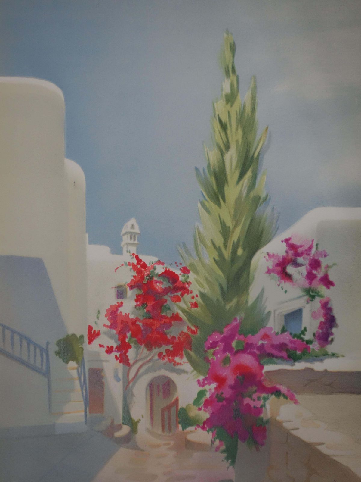Janick Lederlelittle Street In Santorini   Original Handsigned Lithograph photo for sale