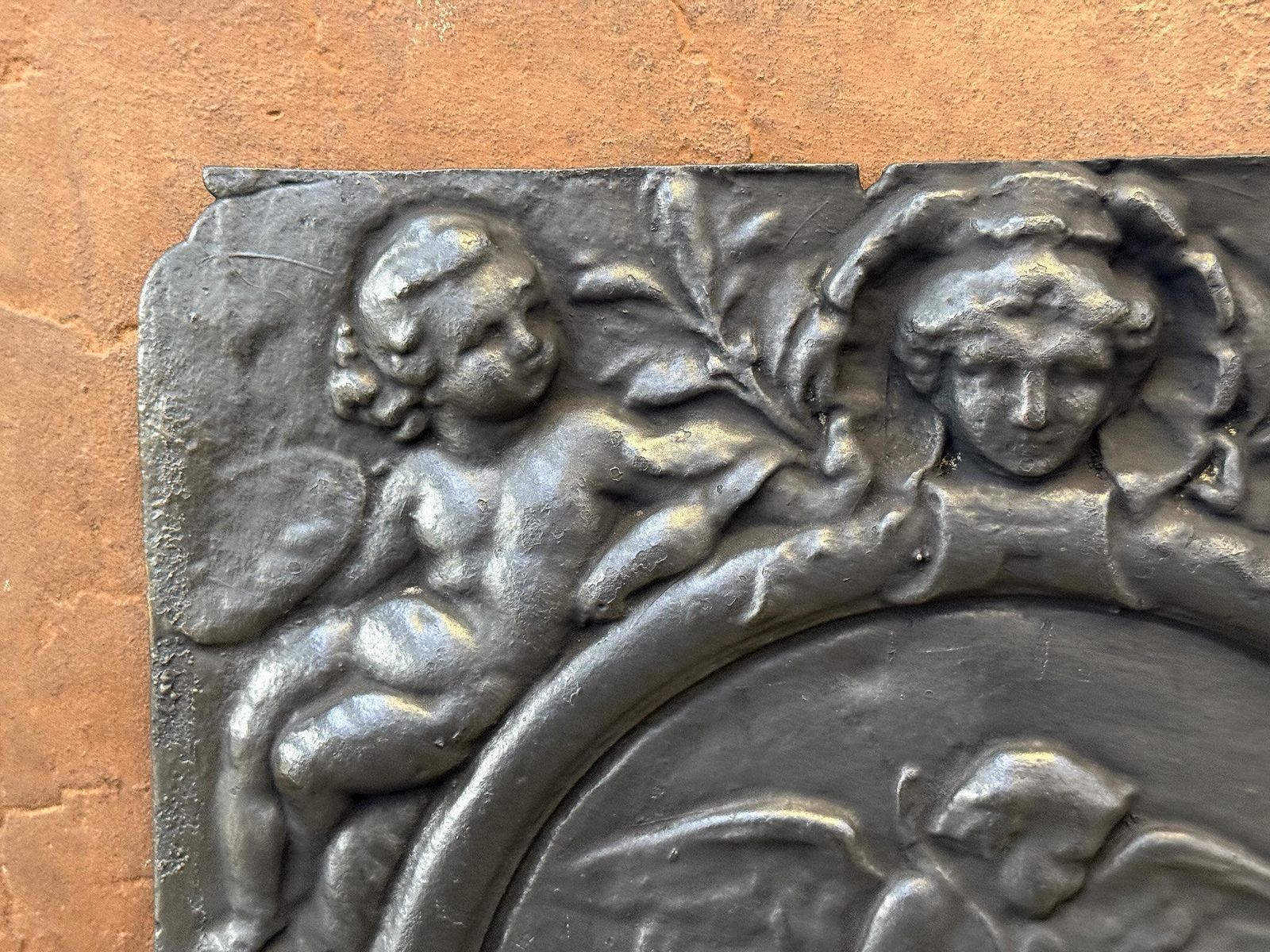Antique Flemish 'Cupids With Decoration' Fireback / Backsplash photo 508.0