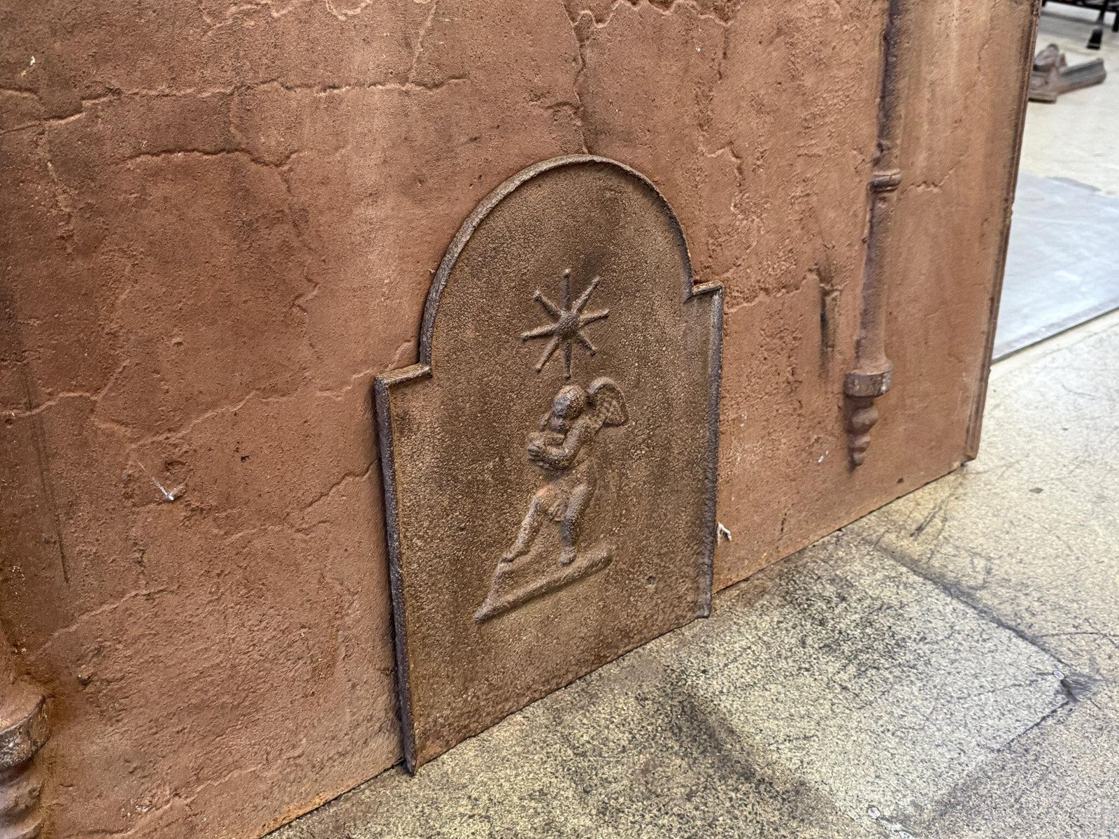 French 'Cupid' Fireback / Backsplash, Early 19th Century Period photo 412.0