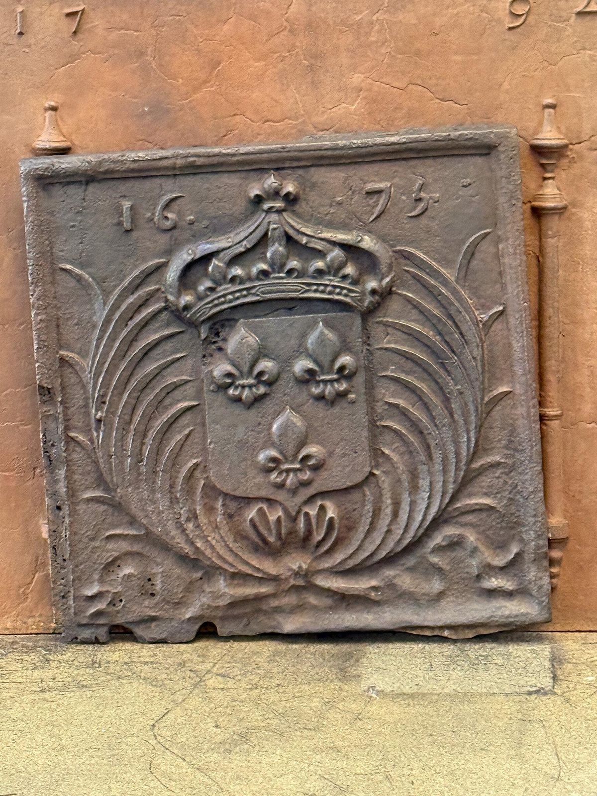French Louis XIV 'Arms Of France' Fireback / Backsplash, 17th Century photo furniture